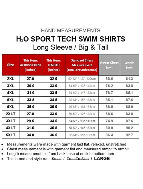 H2O Sport Tech Big and Tall Men's Long Sleeve Swim Shirt - Loose Fit