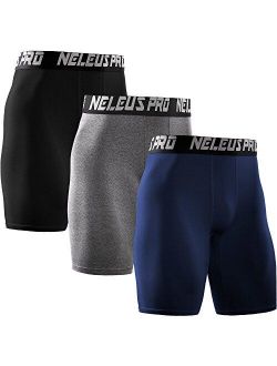 Neleus Men's 3 Pack Performance Compression Shorts