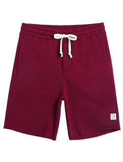 Men's Fleece Pajama Flat Front Shorts 9" Casual Shorts Athletic Jogger Pocket Sportswear Short