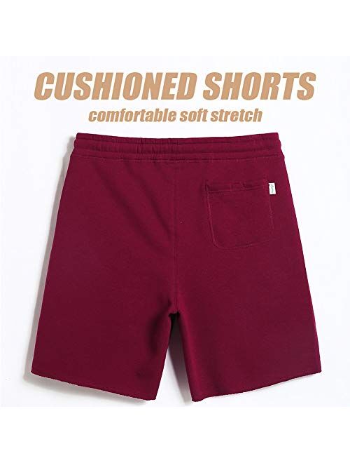 MaaMgic Men's Fleece Pajama Flat Front Shorts 9" Casual Shorts Athletic Jogger Pocket Sportswear Short