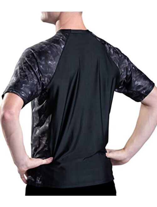 Aqua Design Mens Short Sleeve Rash Guard Shirt: Surf Swim Rashguard Shirts