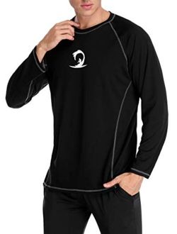 beautyin Men's Long Sleeve Rashguard Swim Shirt UV Protect Athletic Shirt UPF 50