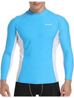 TELALEO Men's Long Sleeve Skins Rash Guard Men Swim Water Surf Shirt UV Sun Protection UPF 50+