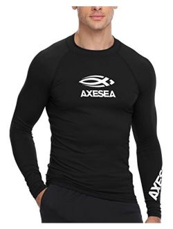 AXESEA Men Long Sleeve Rashguard UPF 50+ Rash Guard Swim Shirt Athletic Swim Tops