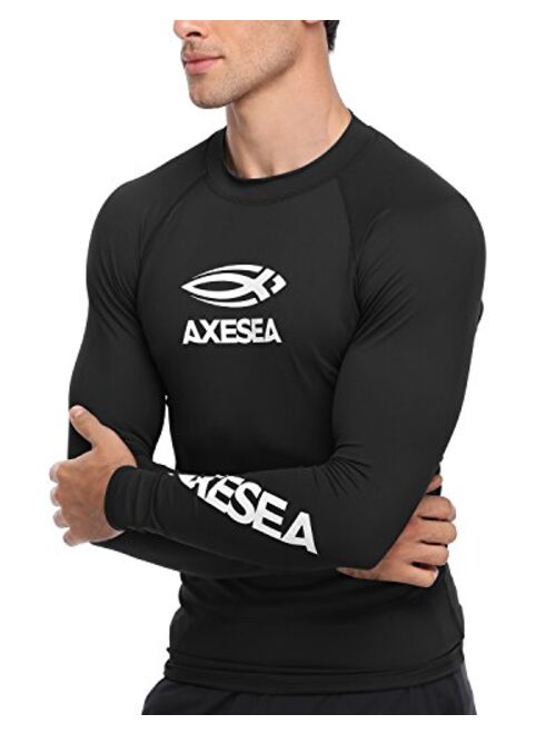 AXESEA Men Long Sleeve Rashguard UPF 50+ Rash Guard Swim Shirt Athletic Swim Tops