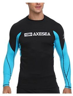 AXESEA Men Long Sleeve Rash Guard Quick-Dry UPF 50+ Lightweight Swimsuit Swim Shirt