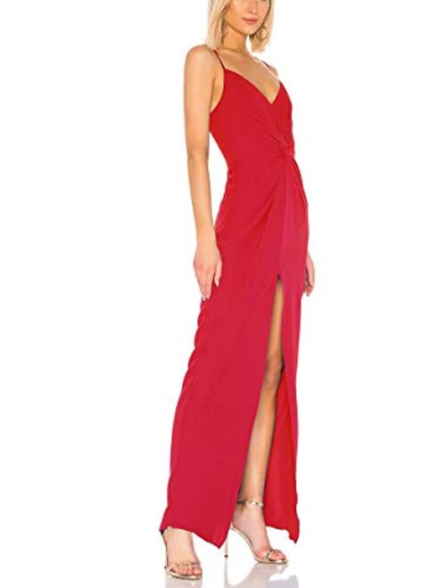 Tsher Women's Sexy V Neck Backless Maxi Dress Sleeveless Spaghetti Straps Cocktail High Slit Party Dresses 0115