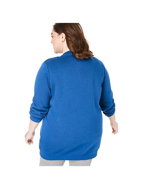Woman Within Women's Plus Size Fleece Baseball Jacket