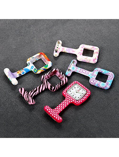 Ladies Girls Nurses Pin-on Fob Brooch Lapel Silicone Protection Cover Square Pocket Watch for Hospital Doctors