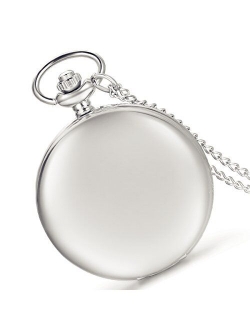 Pocket Watch for Men and Women Smooth Case Arabic Numbers Modern Quartz Pocket Watch with Chain