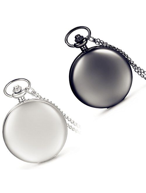 Pocket Watch for Men and Women Smooth Case Arabic Numbers Modern Quartz Pocket Watch with Chain