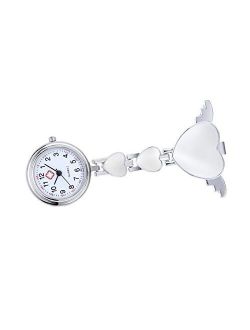 Heart Angle Wing Nurse Fob Watchs for Women Clip on Quartz Watchs Brooch Hanging Pocket Watch Hanging Pocket Watch