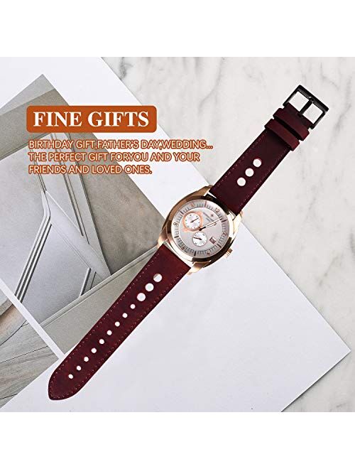Cauwsai Leather Watch Band - Quick Release Double-Sided Leather Watch Strap - 18mm, 20mm, 22mm, 24mm - 8 Color