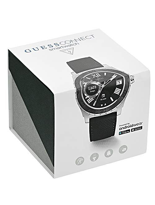 GUESS Men's Stainless Steel Android Wear Touch Screen Silicone Smart Watch