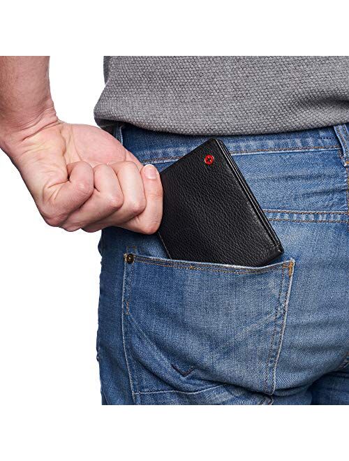 Alpine Swiss RFID Protected Mens Spencer Flip ID Leather Bifold Wallet Black