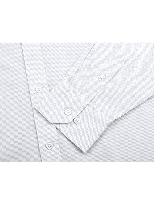 Verno Fashion Men's Dress Shirt 100% CottonDressShirtsforMen Classic Fit Spread Collar Long Sleeve Dress Shirt