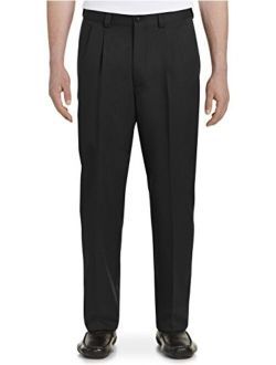 Oak Hill by DXL Big and Tall Waist-Relaxer Pleated Microfiber Pants- New & Improved Fit