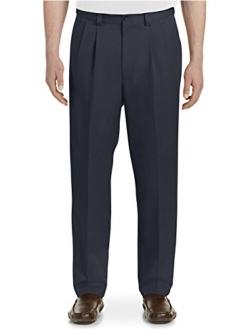 Oak Hill by DXL Big and Tall Waist-Relaxer Pleated Microfiber Pants- New & Improved Fit