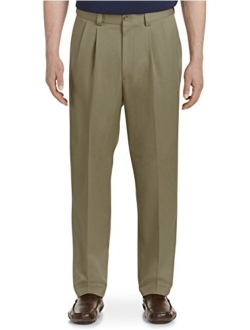 Oak Hill by DXL Big and Tall Waist-Relaxer Pleated Microfiber Pants- New & Improved Fit