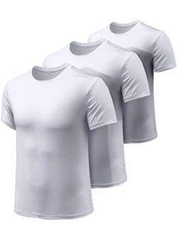 ATHLIO 2 or 3 Pack Men's Workout Running Shirts, Sun Protection Quick Dry Athletic Shirts, Short Sleeve Gym T-Shirts
