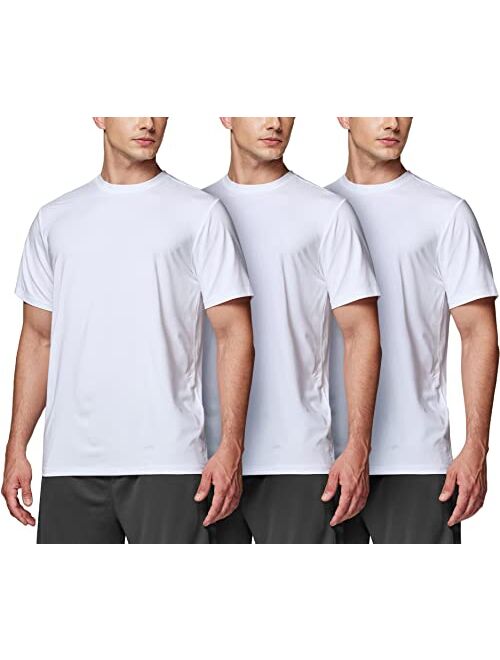 ATHLIO 2 or 3 Pack Men's Workout Running Shirts, Sun Protection Quick Dry Athletic Shirts, Short Sleeve Gym T-Shirts