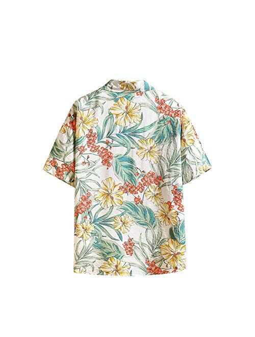 HaoDong Mens Summer Shirts Pants Sets - Fashion Printed Suit Casual Short Sleeve Clothing