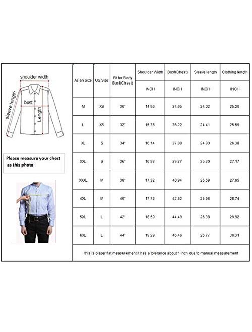 MOGU Mens Slim Fit 2 Piece Suit One Button Notch Lapel Tuxedo for Prom (Suit Jacket + Pants)