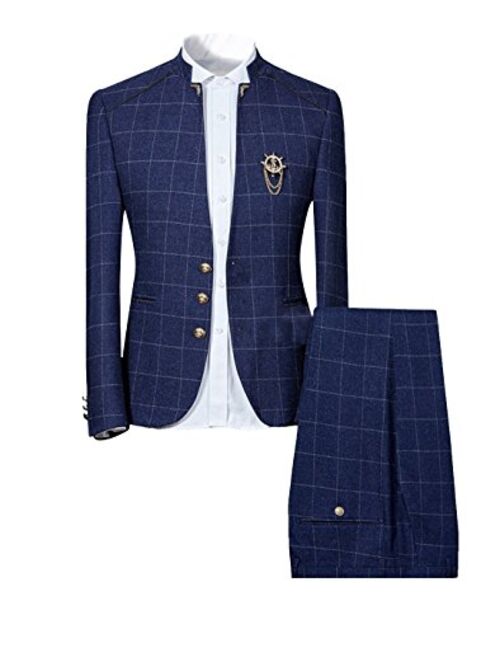 Buy Mens Plaid Slim Fit Checked Suits 2 Piece Vintage Jacket and ...