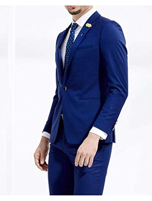 Slim Fit Royal Blue Wedding Suits 2 Pieces Men's Suits Groom Tuxedos Business Suit