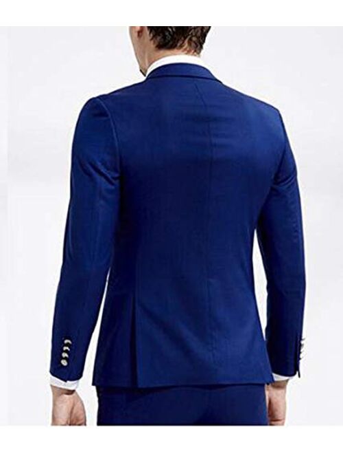 Slim Fit Royal Blue Wedding Suits 2 Pieces Men's Suits Groom Tuxedos Business Suit