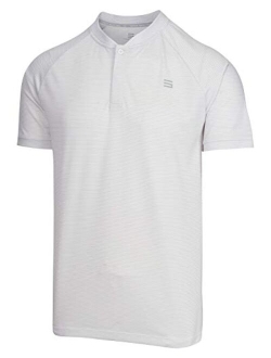 Collarless Golf Shirts for Men - Mens Casual Dry Fit Short Sleeve Polo, Lightweight and Breathable