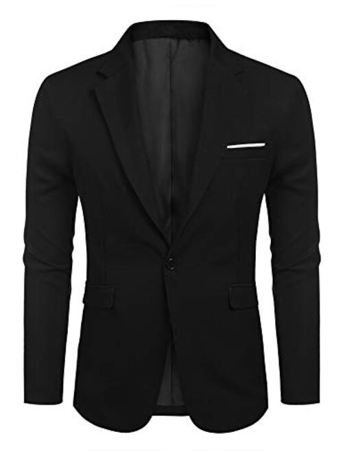 JINIDU Men's Casual SportsCoats Lightweight Suit Blazer Jackets One Button