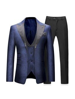 Boyland Mens 3 Piece Tuxedo Suits Jacquard Wedding Formal Wear Trouser