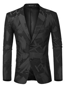 MAGE MALE Mens Dress Floral Blazer Suit Slim Fit Two Button Notched Lapel Elegant Prom Party Tuxedo Suit Jacket