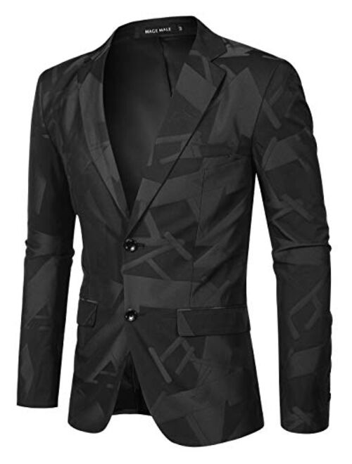 MAGE MALE Mens Dress Floral Blazer Suit Slim Fit Two Button Notched Lapel Elegant Prom Party Tuxedo Suit Jacket