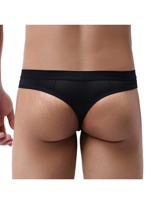 Summer Code Men's Thong Underwear Elastic Micro Mesh Bikini Briefs