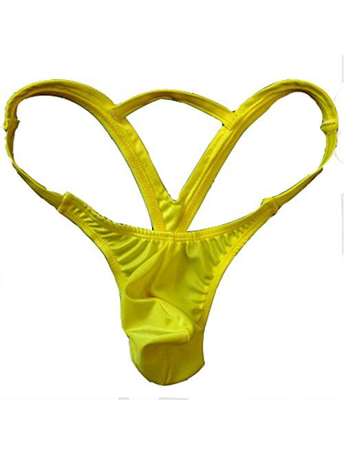 WenMei Men's Bikini Boxer Briefs Trip Thongs G-String Milk Silk Underwear Shorts 