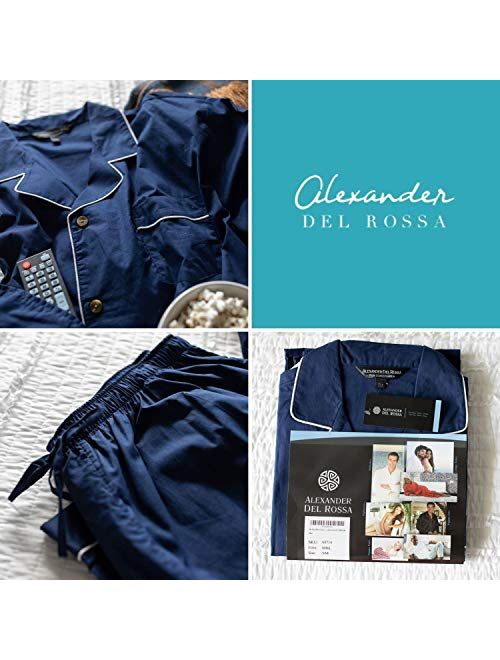 Alexander Del Rossa Men's Lightweight Button Down Pajama Set, Long Cotton Pjs
