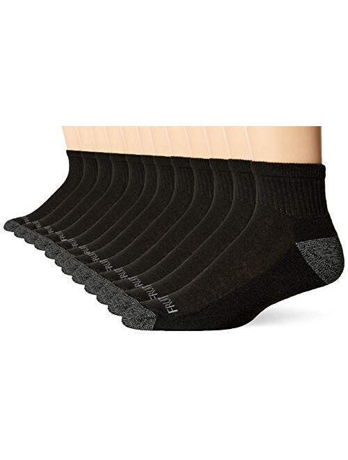 Fruit of the Loom Men's Half Cushion Dual Defense Ankle Socks (12 Pack)