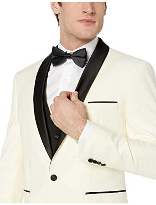 Adam Baker Men's 100% Wool Modern Fit Single Breasted Three Piece Shawl Collar Tuxedo - Colors