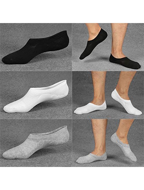 Closemate No Show Socks 6 Pairs Non Slip Cotton Low Cut Invisible Casual Socks for Men & Women