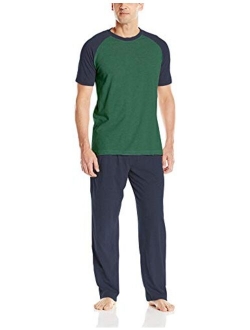 Men's Adult X-Temp Short Sleeve Cotton Raglan Shirt and Pants Pajamas Pjs Sleepwear Lounge Set