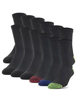 Men's Polyester Half Cushion Mid-Crew Socks, 12-Pack