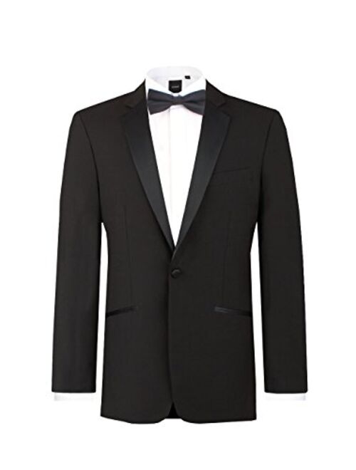 Dobell Mens Black Tuxedo Dinner Jacket Regular Fit Notch Lapel