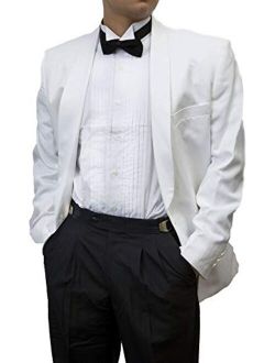 Broadway Tuxmakers Mens 100% Wool Adjustable Black Tuxedo Pants with Satin Stripe