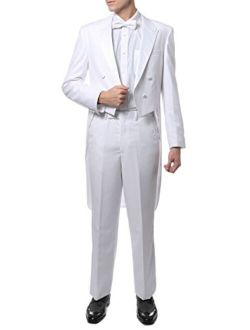 Ferrecci Mens Regular Fit Peak Lapel Tailcoat Tuxedo Suit with Tux Pants & Tail Coat