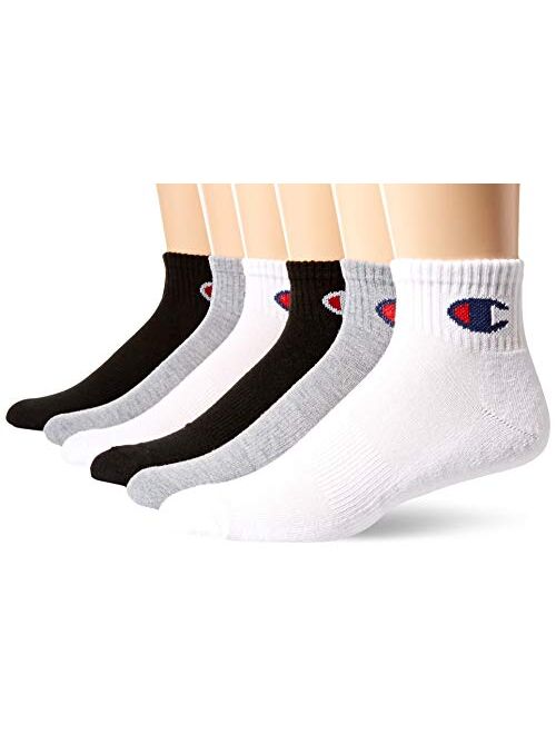 Champion Men's Double Dry Moisture Wicking Logo 6-Pack Ankle Socks