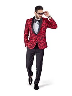 Craft & Soul Men's Slim Fit 2 Piece Jacket Pants Fancy Windowpane Plaid Pattern Suit 
