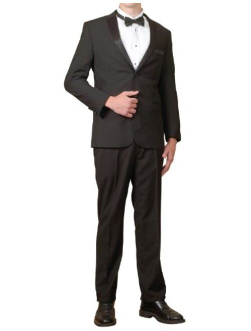 New Men's Super 140s Modern Black 2 Button Slim Fit Tuxedo Suit