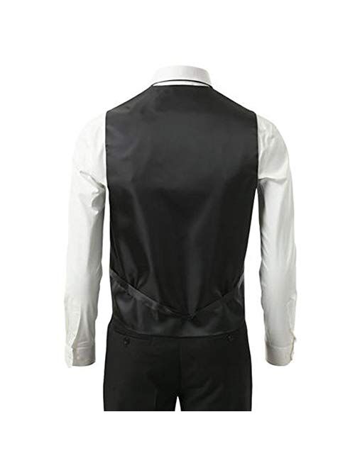 3 Pcs Vest + Tie + Hankie Men's Fashion Formal Dress Suit Slim Tuxedo Waistcoat Coat